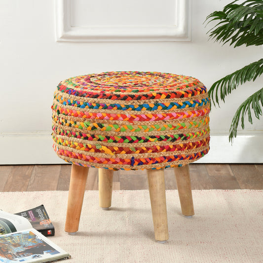 Homeaccex Jute Ottoman Pouffe Puffy Stool for office, Home, 16inch Height